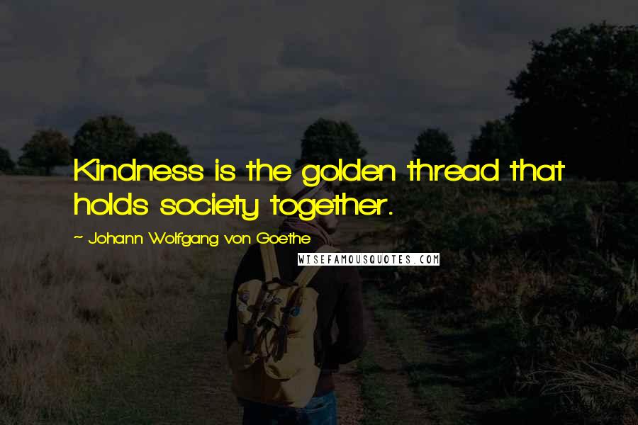Johann Wolfgang Von Goethe Quotes: Kindness is the golden thread that holds society together.