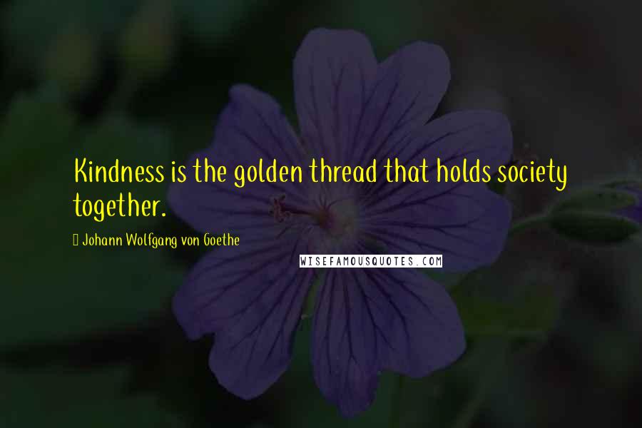 Johann Wolfgang Von Goethe Quotes: Kindness is the golden thread that holds society together.