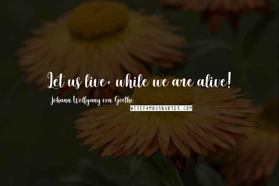 Johann Wolfgang Von Goethe Quotes: Let us live, while we are alive!