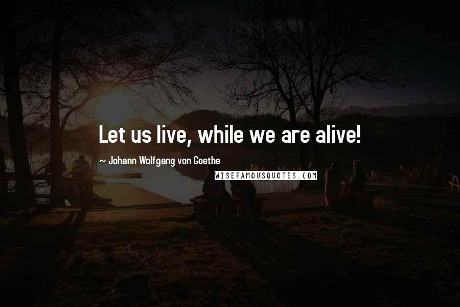 Johann Wolfgang Von Goethe Quotes: Let us live, while we are alive!