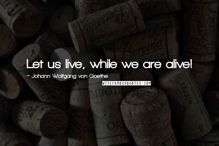 Johann Wolfgang Von Goethe Quotes: Let us live, while we are alive!