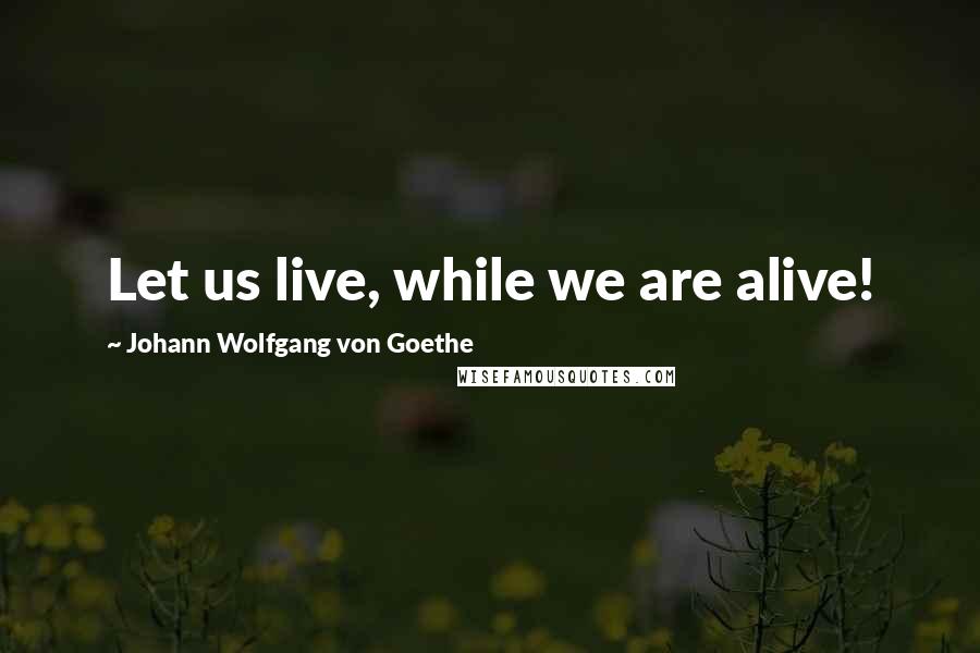 Johann Wolfgang Von Goethe Quotes: Let us live, while we are alive!