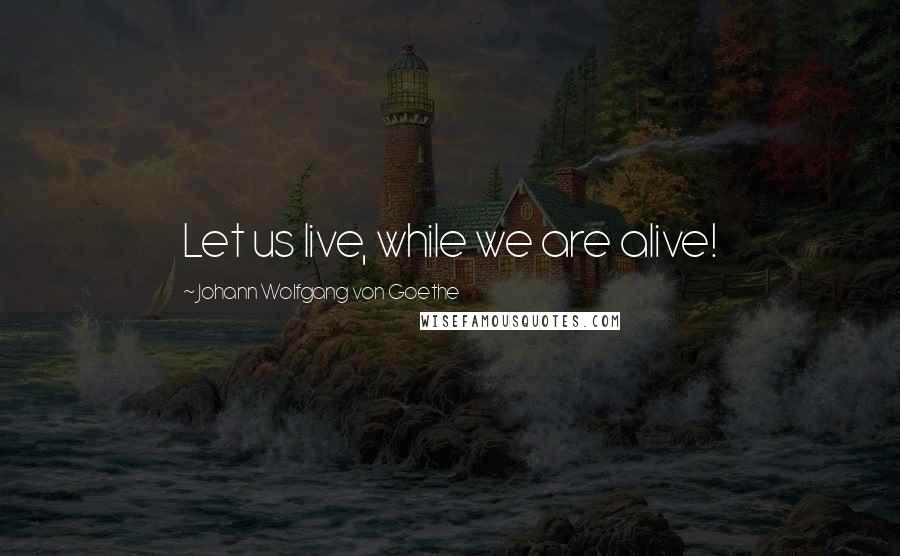 Johann Wolfgang Von Goethe Quotes: Let us live, while we are alive!