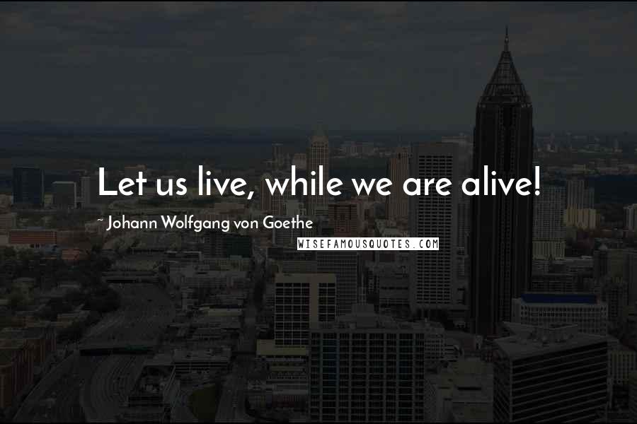 Johann Wolfgang Von Goethe Quotes: Let us live, while we are alive!