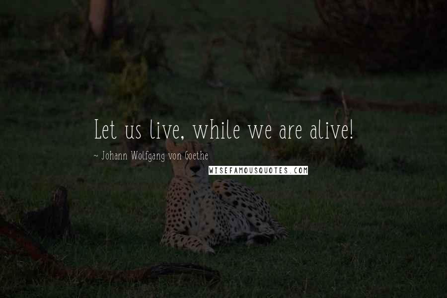 Johann Wolfgang Von Goethe Quotes: Let us live, while we are alive!