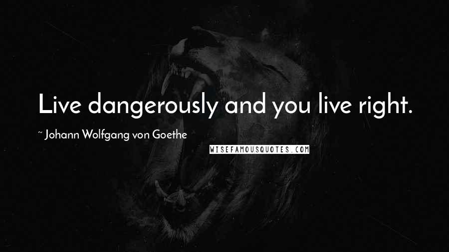 Johann Wolfgang Von Goethe Quotes: Live dangerously and you live right.