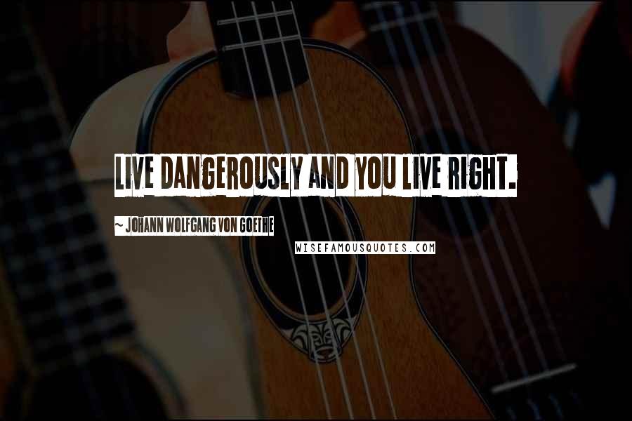 Johann Wolfgang Von Goethe Quotes: Live dangerously and you live right.