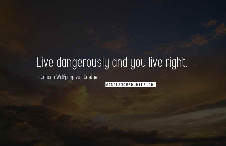 Johann Wolfgang Von Goethe Quotes: Live dangerously and you live right.