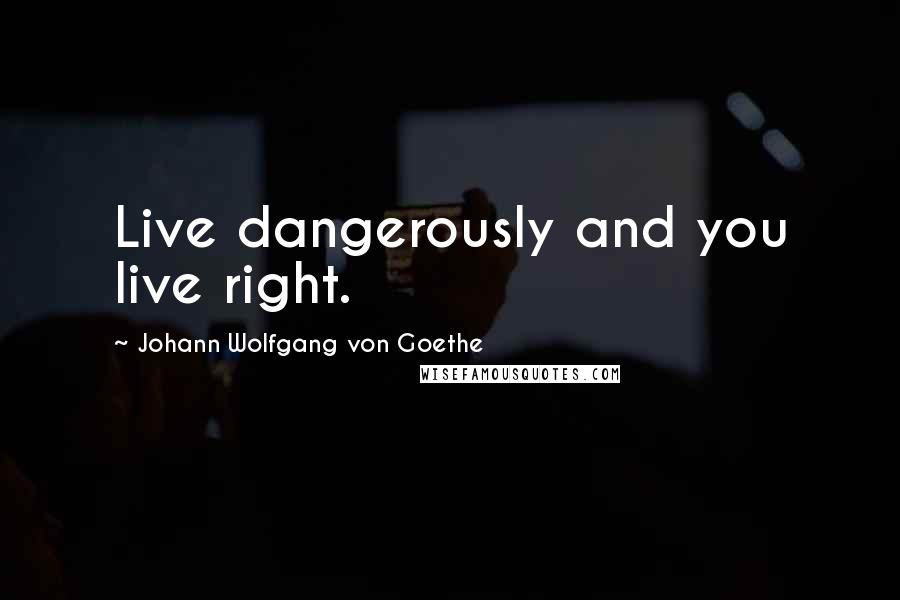 Johann Wolfgang Von Goethe Quotes: Live dangerously and you live right.