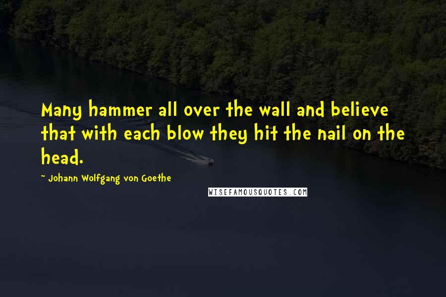 Johann Wolfgang Von Goethe Quotes: Many hammer all over the wall and believe that with each blow they hit the nail on the head.