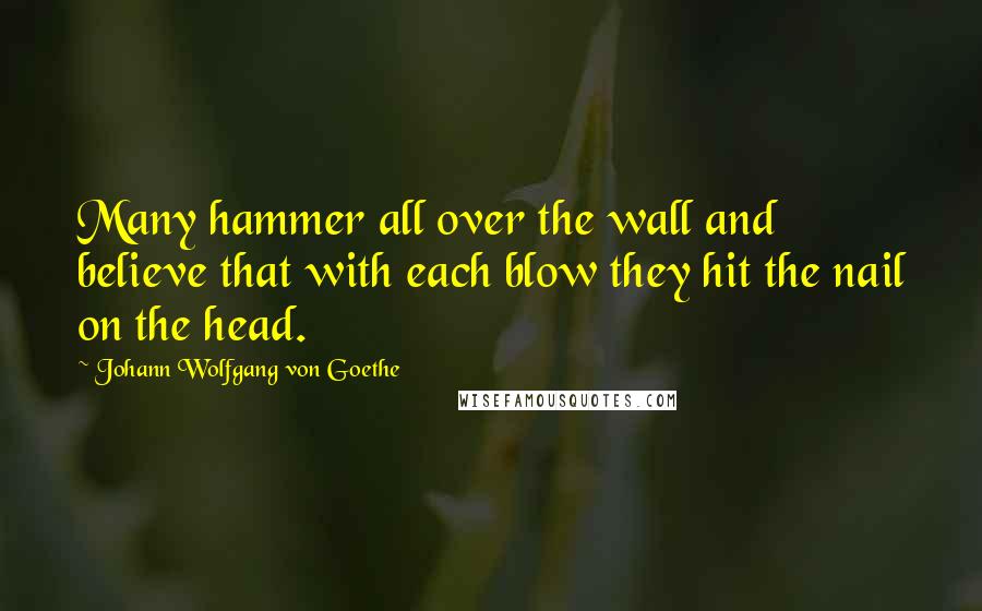 Johann Wolfgang Von Goethe Quotes: Many hammer all over the wall and believe that with each blow they hit the nail on the head.