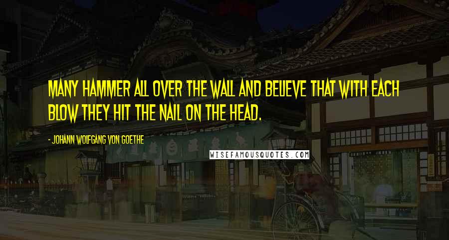 Johann Wolfgang Von Goethe Quotes: Many hammer all over the wall and believe that with each blow they hit the nail on the head.