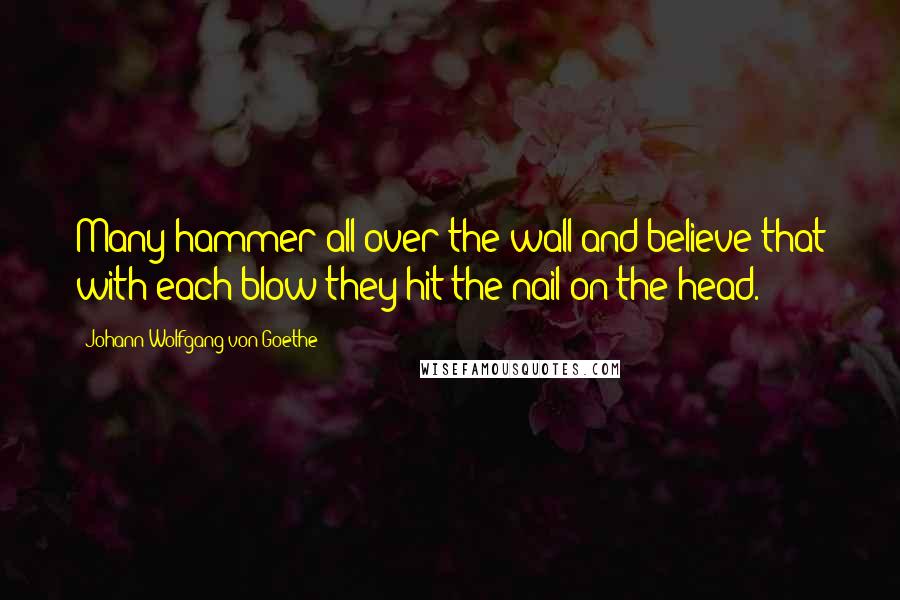 Johann Wolfgang Von Goethe Quotes: Many hammer all over the wall and believe that with each blow they hit the nail on the head.
