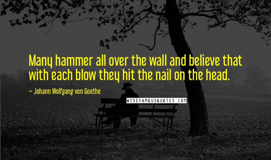 Johann Wolfgang Von Goethe Quotes: Many hammer all over the wall and believe that with each blow they hit the nail on the head.