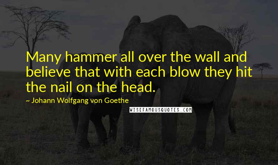 Johann Wolfgang Von Goethe Quotes: Many hammer all over the wall and believe that with each blow they hit the nail on the head.