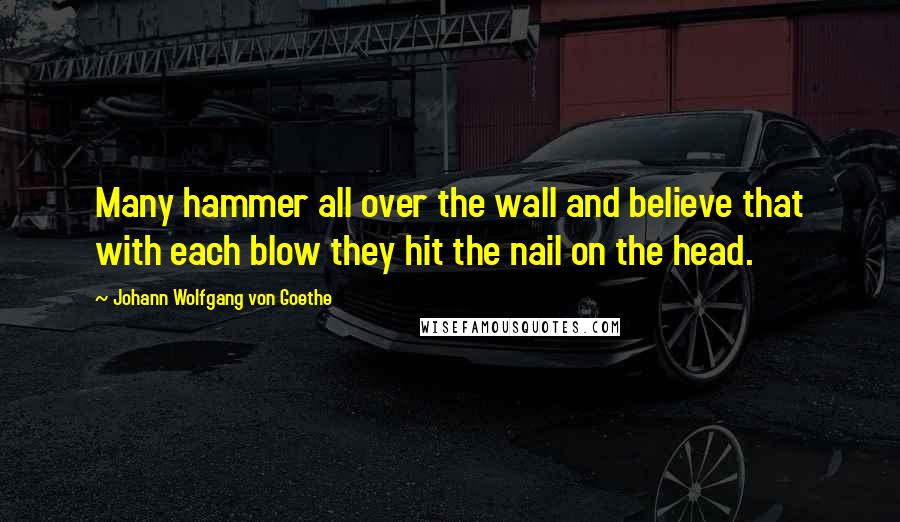 Johann Wolfgang Von Goethe Quotes: Many hammer all over the wall and believe that with each blow they hit the nail on the head.