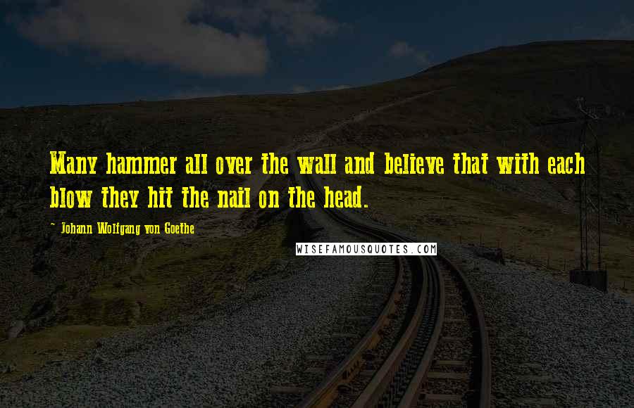 Johann Wolfgang Von Goethe Quotes: Many hammer all over the wall and believe that with each blow they hit the nail on the head.