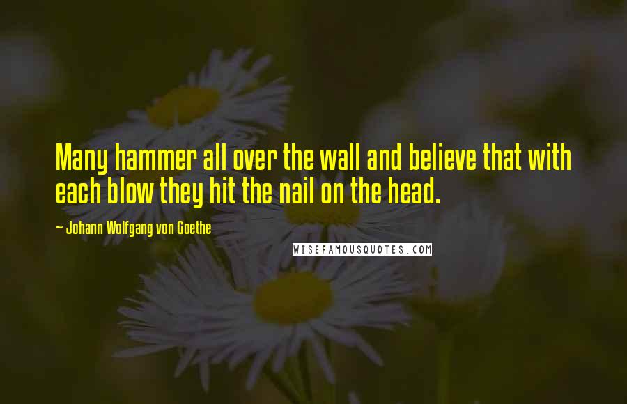 Johann Wolfgang Von Goethe Quotes: Many hammer all over the wall and believe that with each blow they hit the nail on the head.