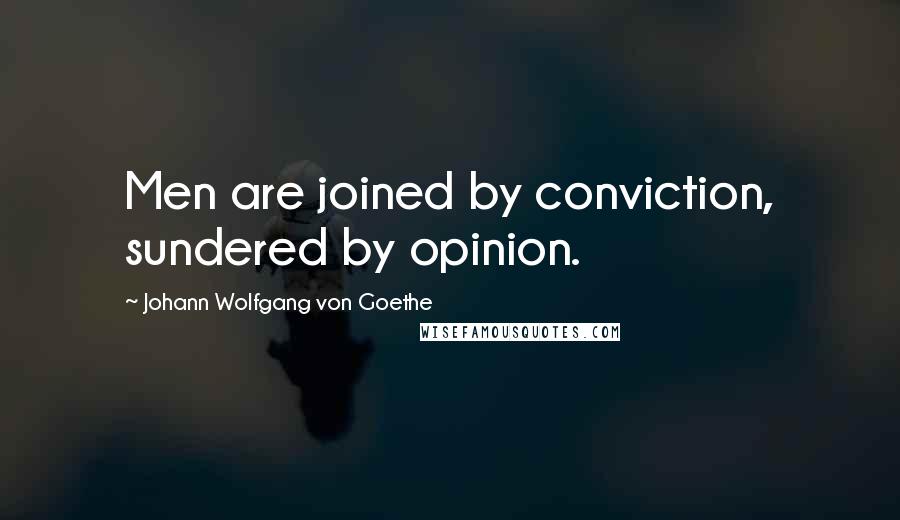 Johann Wolfgang Von Goethe Quotes: Men are joined by conviction, sundered by opinion.
