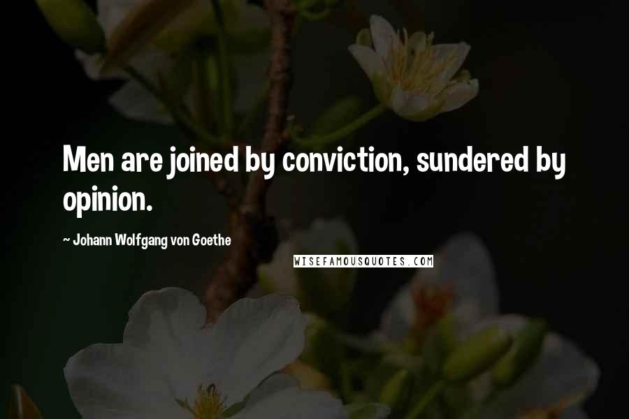 Johann Wolfgang Von Goethe Quotes: Men are joined by conviction, sundered by opinion.