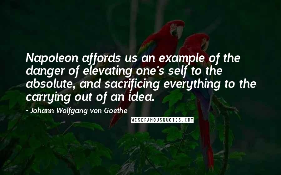 Johann Wolfgang Von Goethe Quotes: Napoleon affords us an example of the danger of elevating one's self to the absolute, and sacrificing everything to the carrying out of an idea.