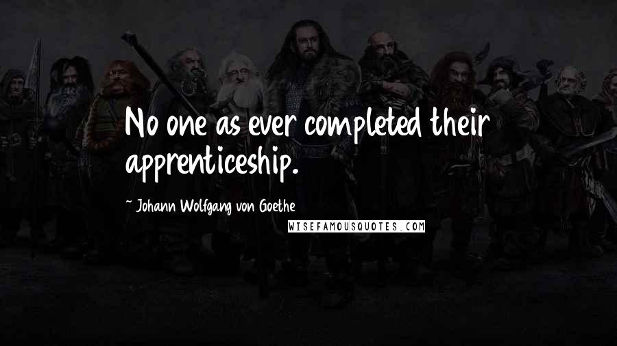 Johann Wolfgang Von Goethe Quotes: No one as ever completed their apprenticeship.