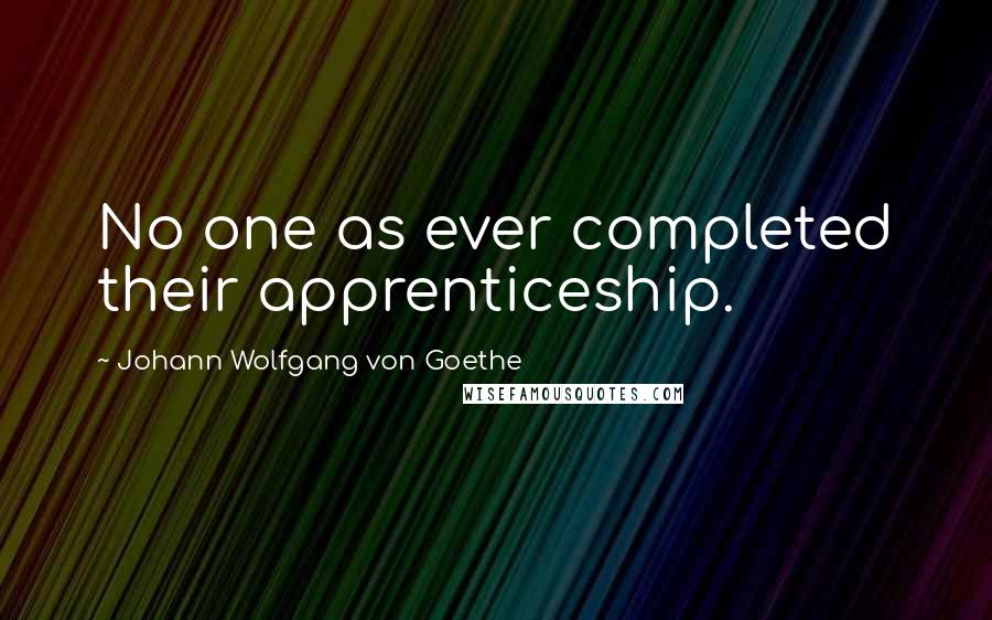Johann Wolfgang Von Goethe Quotes: No one as ever completed their apprenticeship.