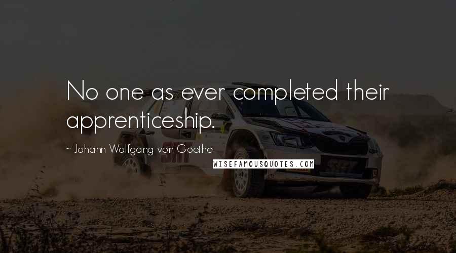 Johann Wolfgang Von Goethe Quotes: No one as ever completed their apprenticeship.