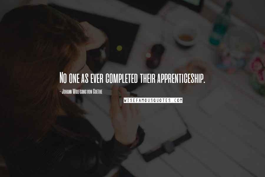 Johann Wolfgang Von Goethe Quotes: No one as ever completed their apprenticeship.