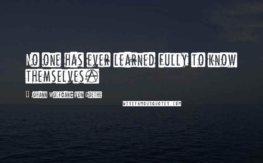 Johann Wolfgang Von Goethe Quotes: No one has ever learned fully to know themselves.