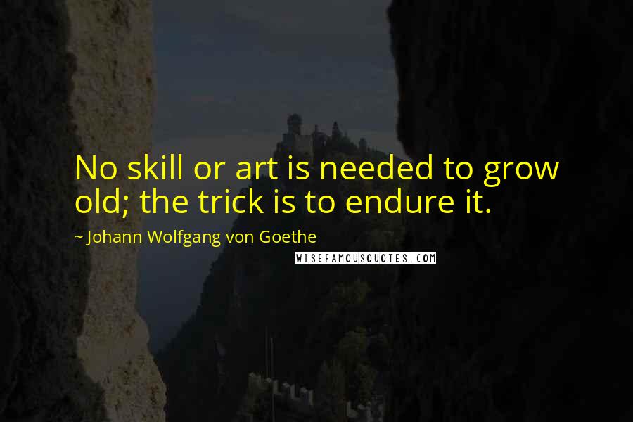 Johann Wolfgang Von Goethe Quotes: No skill or art is needed to grow old; the trick is to endure it.