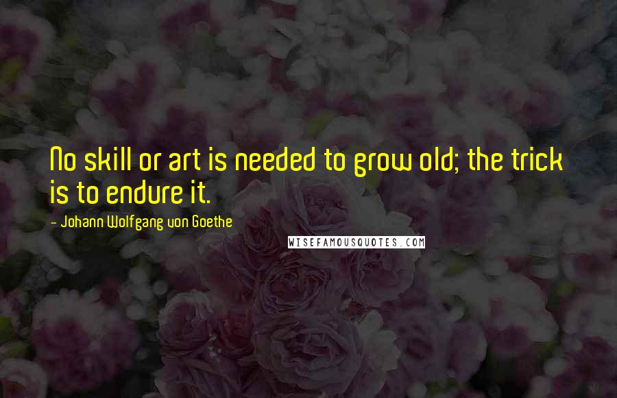 Johann Wolfgang Von Goethe Quotes: No skill or art is needed to grow old; the trick is to endure it.
