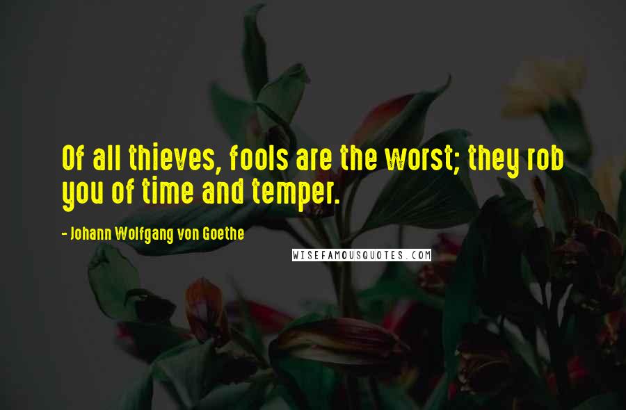 Johann Wolfgang Von Goethe Quotes: Of all thieves, fools are the worst; they rob you of time and temper.