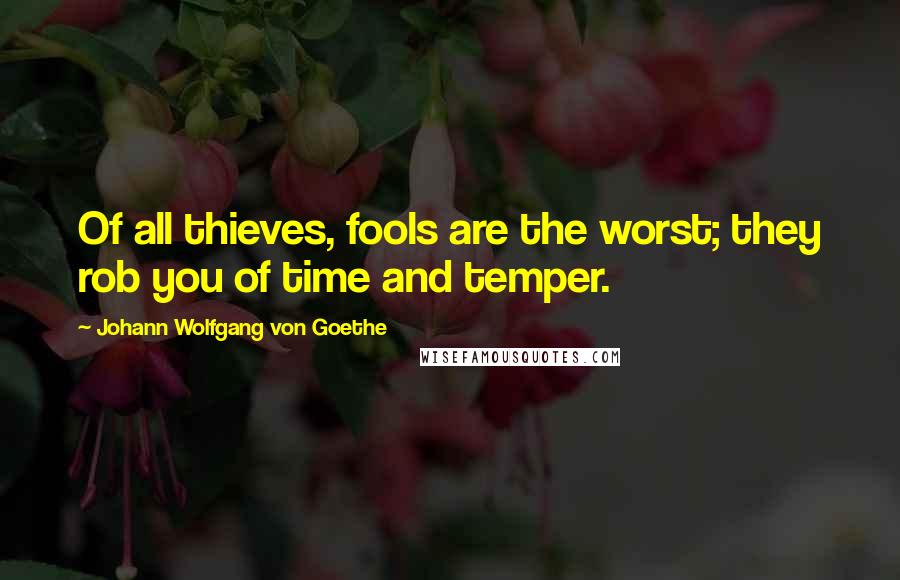 Johann Wolfgang Von Goethe Quotes: Of all thieves, fools are the worst; they rob you of time and temper.