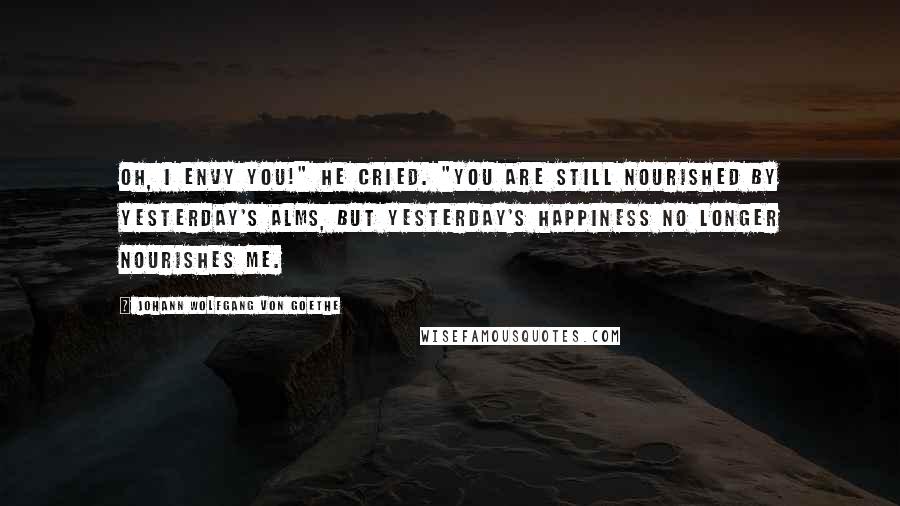 Johann Wolfgang Von Goethe Quotes: Oh, I envy you!" he cried. "You are still nourished by yesterday's alms, but yesterday's happiness no longer nourishes me.