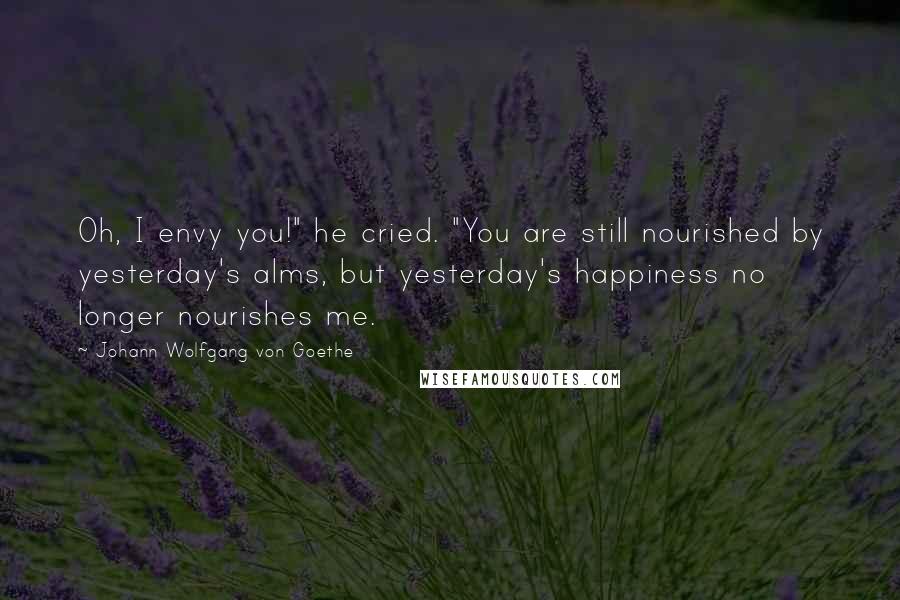 Johann Wolfgang Von Goethe Quotes: Oh, I envy you!" he cried. "You are still nourished by yesterday's alms, but yesterday's happiness no longer nourishes me.