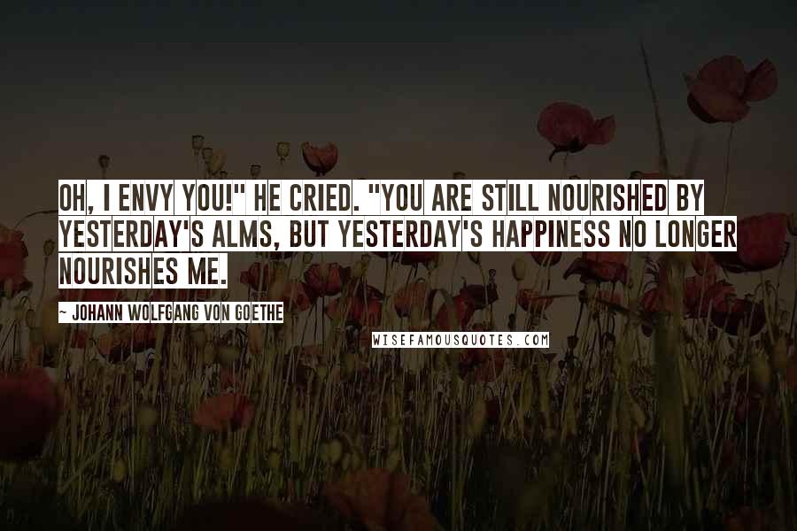 Johann Wolfgang Von Goethe Quotes: Oh, I envy you!" he cried. "You are still nourished by yesterday's alms, but yesterday's happiness no longer nourishes me.