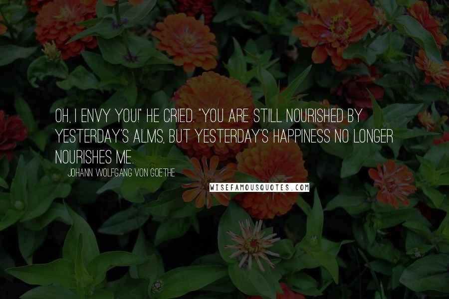 Johann Wolfgang Von Goethe Quotes: Oh, I envy you!" he cried. "You are still nourished by yesterday's alms, but yesterday's happiness no longer nourishes me.