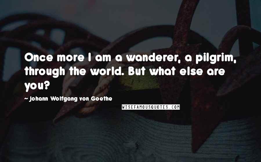 Johann Wolfgang Von Goethe Quotes: Once more I am a wanderer, a pilgrim, through the world. But what else are you?
