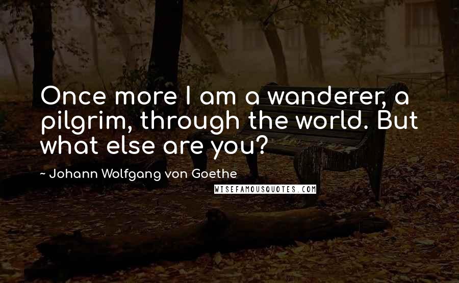 Johann Wolfgang Von Goethe Quotes: Once more I am a wanderer, a pilgrim, through the world. But what else are you?