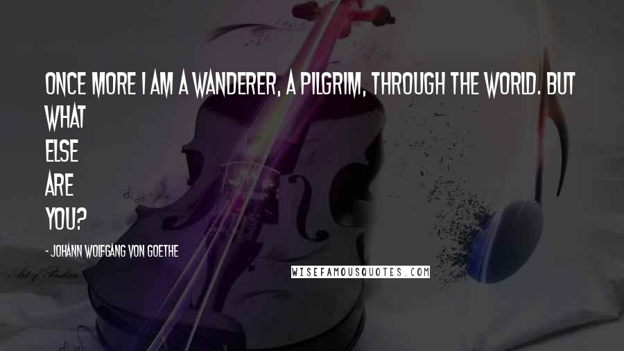 Johann Wolfgang Von Goethe Quotes: Once more I am a wanderer, a pilgrim, through the world. But what else are you?