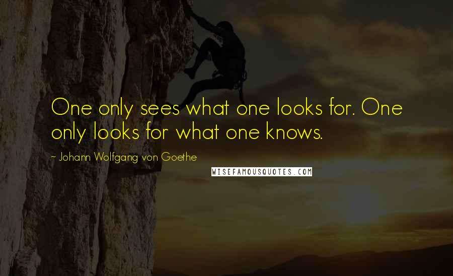 Johann Wolfgang Von Goethe Quotes: One only sees what one looks for. One only looks for what one knows.