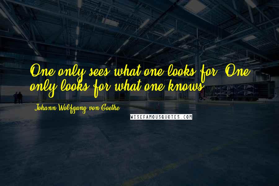 Johann Wolfgang Von Goethe Quotes: One only sees what one looks for. One only looks for what one knows.