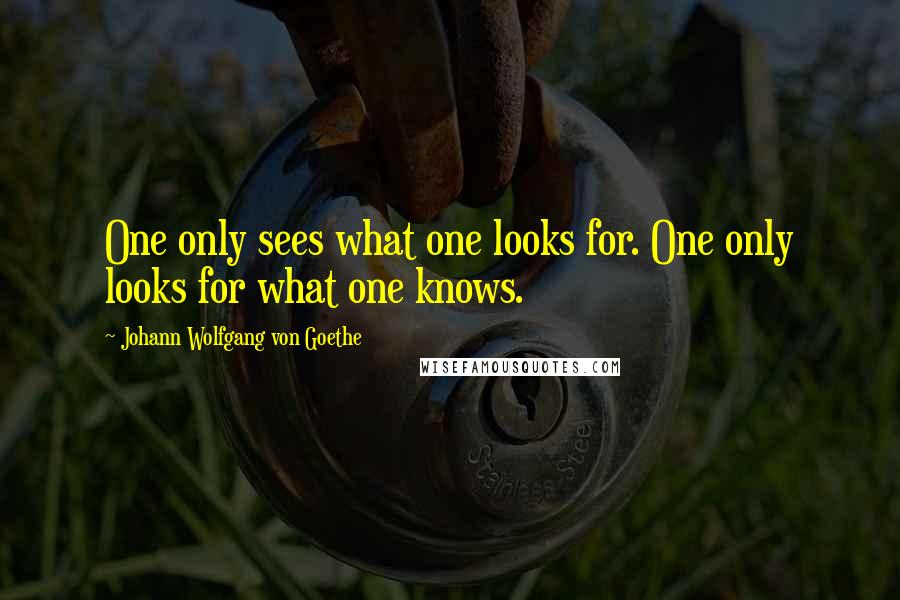 Johann Wolfgang Von Goethe Quotes: One only sees what one looks for. One only looks for what one knows.