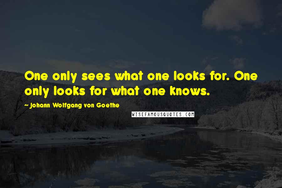 Johann Wolfgang Von Goethe Quotes: One only sees what one looks for. One only looks for what one knows.