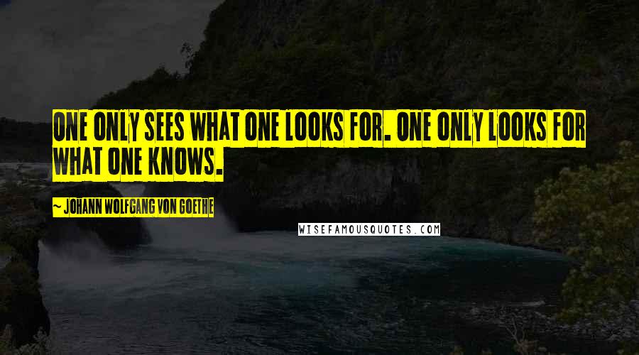 Johann Wolfgang Von Goethe Quotes: One only sees what one looks for. One only looks for what one knows.