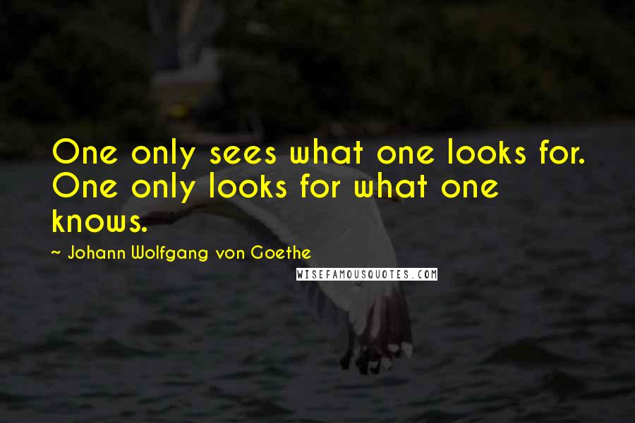 Johann Wolfgang Von Goethe Quotes: One only sees what one looks for. One only looks for what one knows.