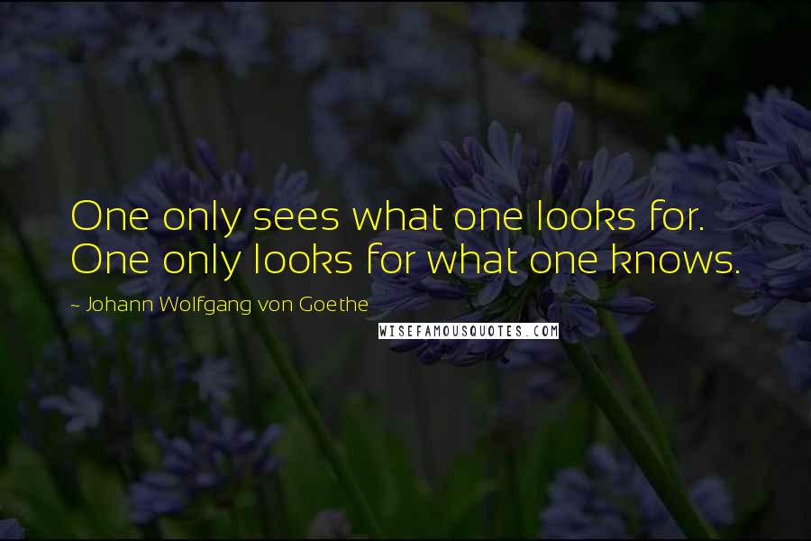 Johann Wolfgang Von Goethe Quotes: One only sees what one looks for. One only looks for what one knows.