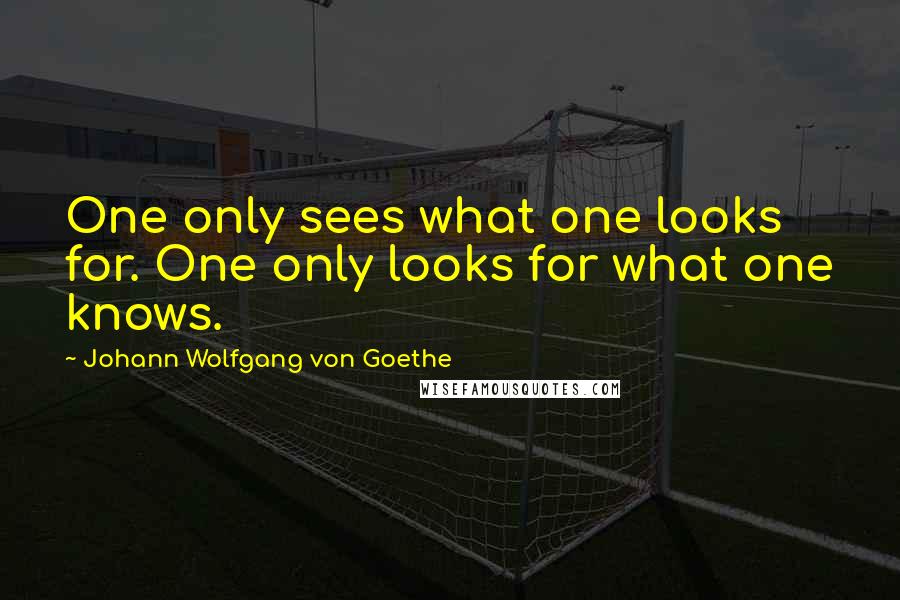 Johann Wolfgang Von Goethe Quotes: One only sees what one looks for. One only looks for what one knows.