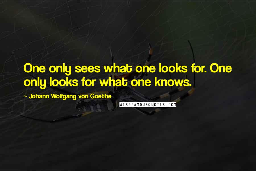 Johann Wolfgang Von Goethe Quotes: One only sees what one looks for. One only looks for what one knows.